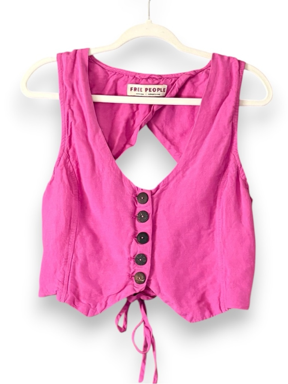 Free People Reisling Vest Tank Flower Powder Pink Corset Back Boho Size Medium - Picture 4 of 8